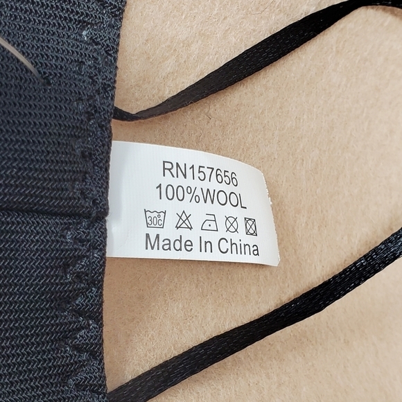 NWT BEIGE 100% WOOL FEDORA HAT WOMEN OS BOHO FESTIVAL WIDE BRIM - Picture 11 of 12